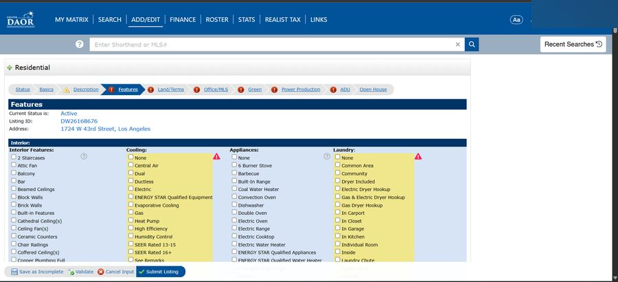 CRMLS Matrix Listing Entry & Data Management